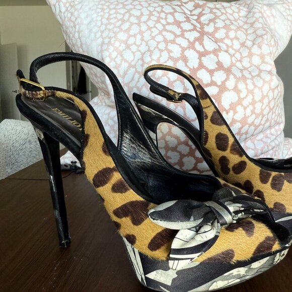 Emilio Pucci Ponyhair Slingback Platforms Baddie Luxury Animal Print Sz 9 - Picture 7 of 12